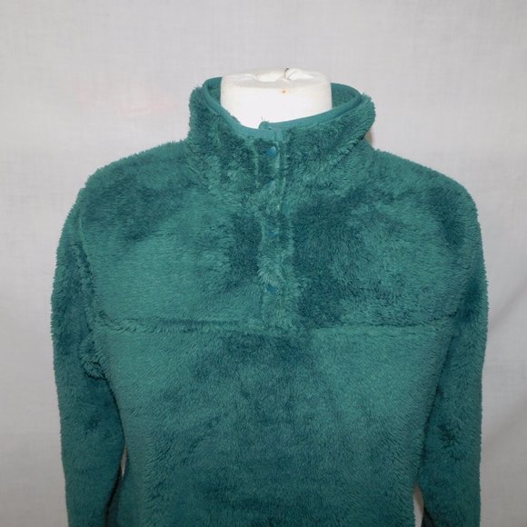 Eddie Bauer Womens M Green Plush Fleece 1/4 Snap Pullover Sweater - Picture 5 of 12